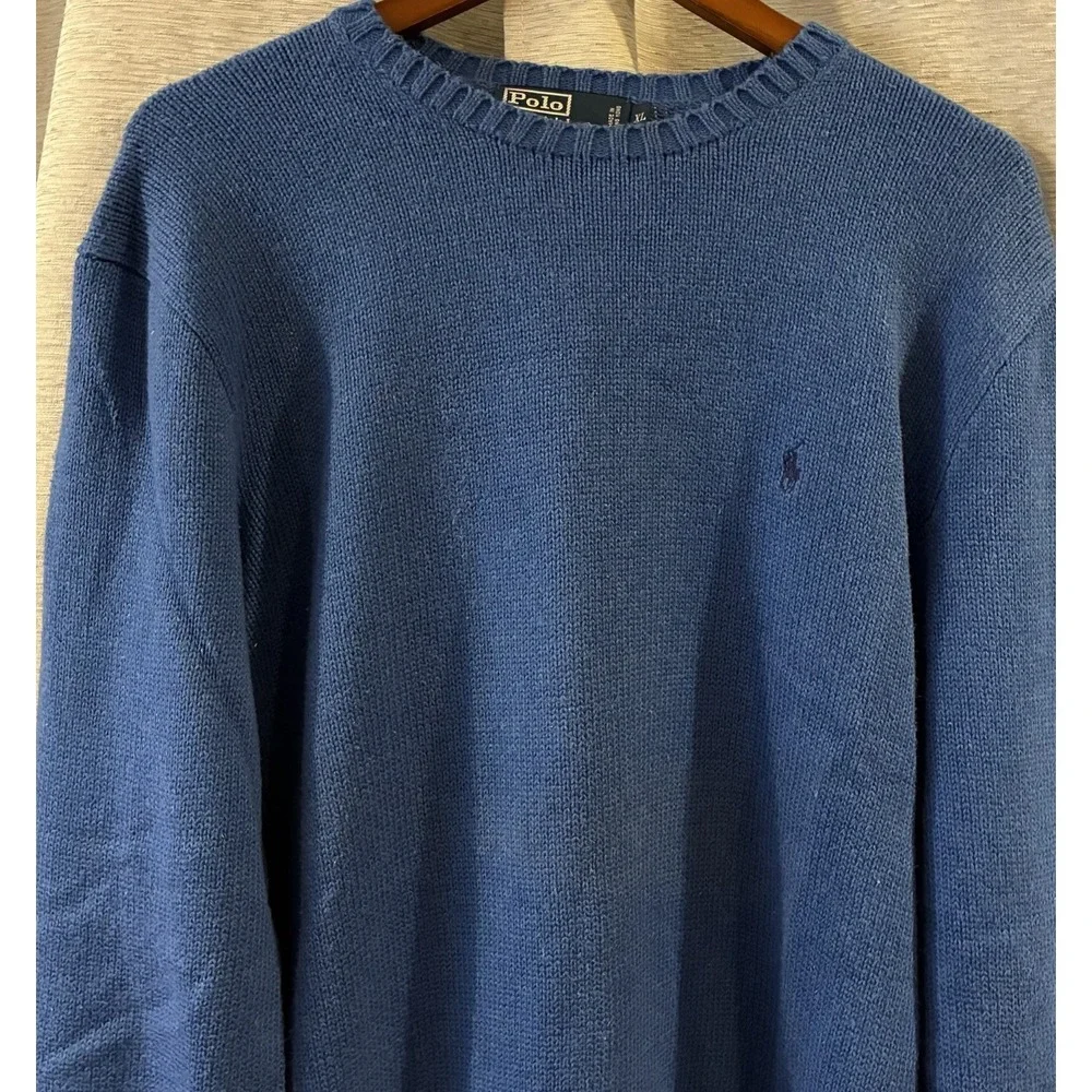 Polo Ralph Lauren Sweater Men's XL Blue‎ Knit Preppy Cotton Pullover